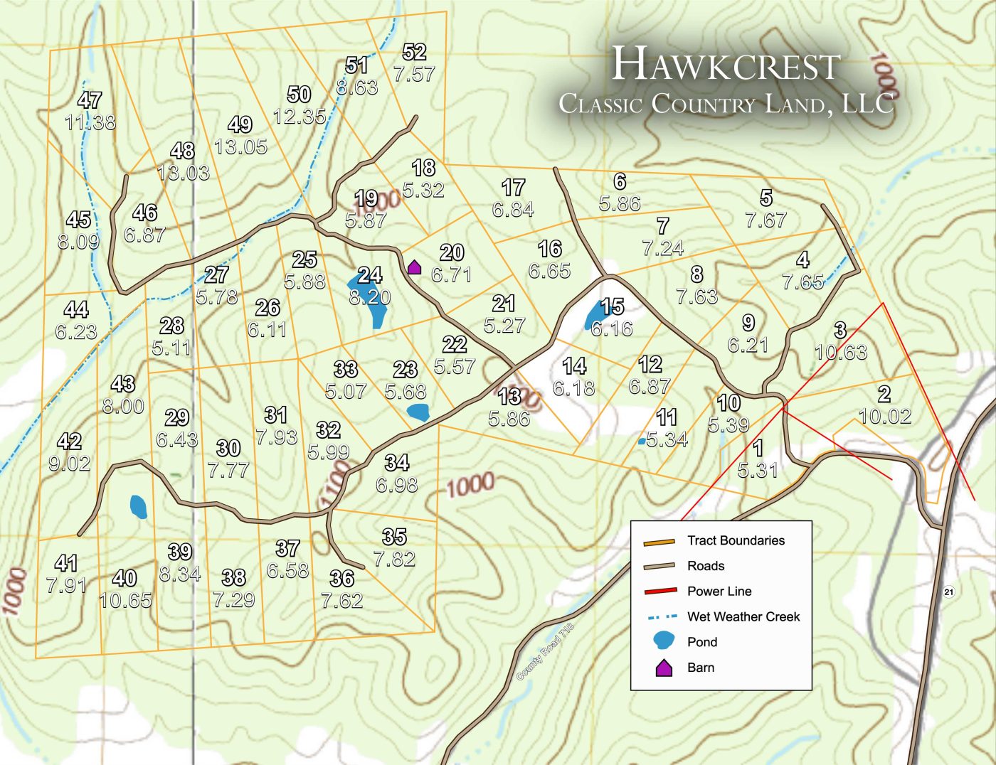 Hawkcrest topographic plat map