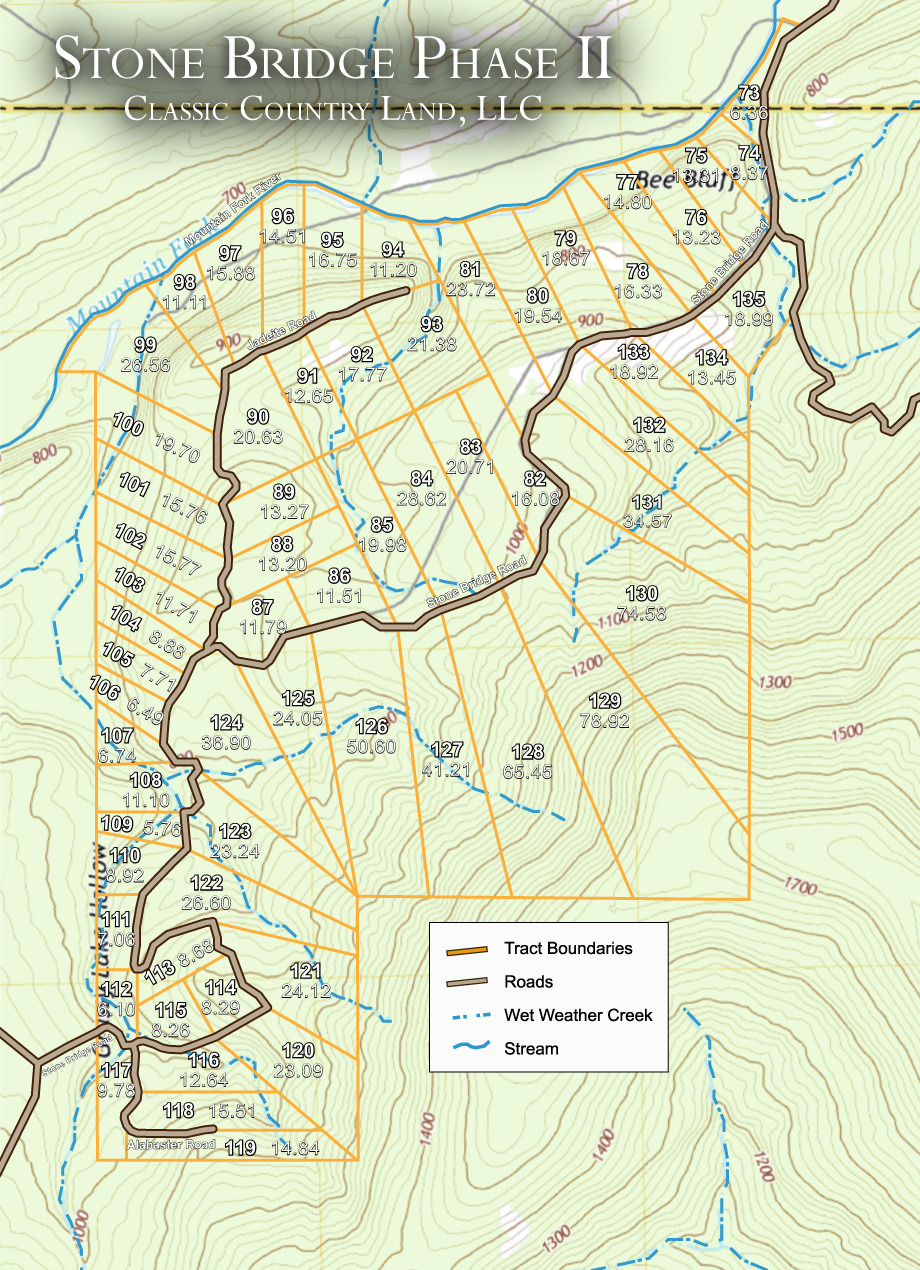 Stone Bridge Phase II topographic plat map
