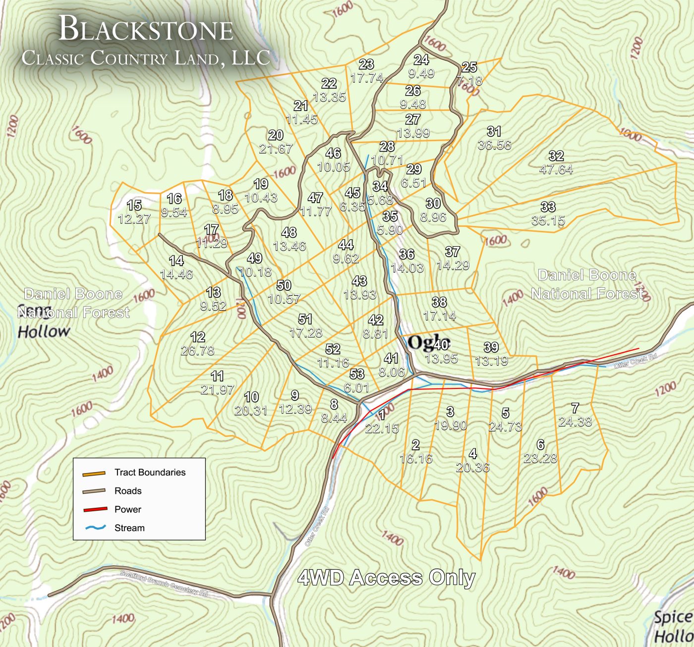 Blackstone Mountain Phase I topographic plat map