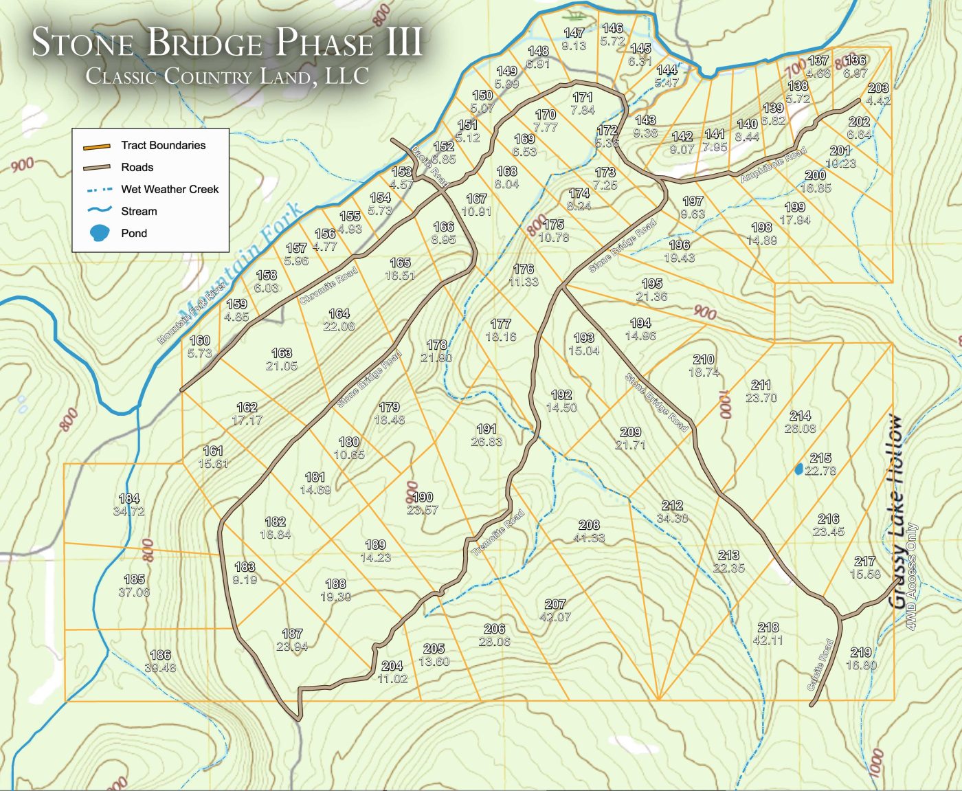 Stone Bridge Phase III topographic plat map