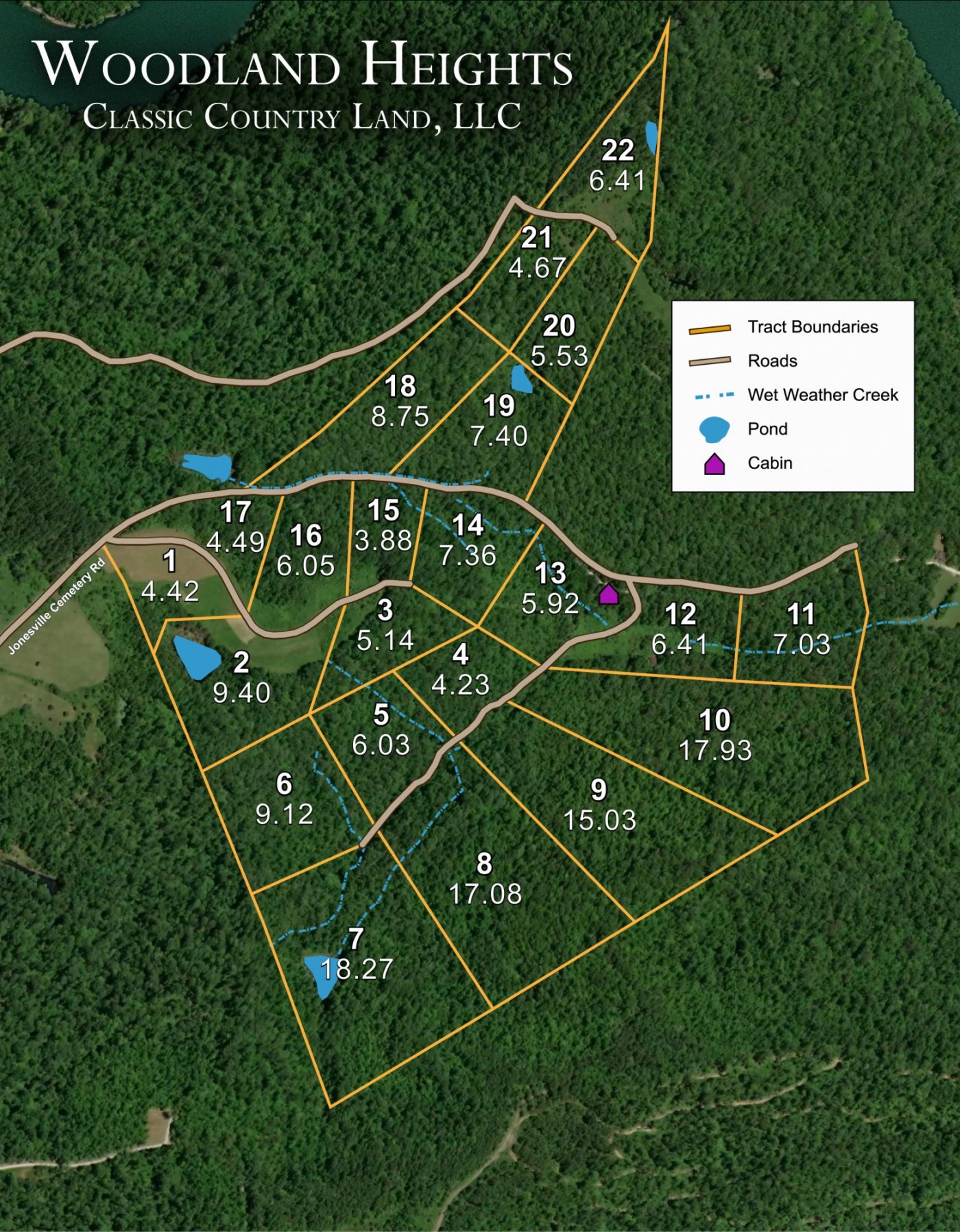 Woodland Heights satellite plat map