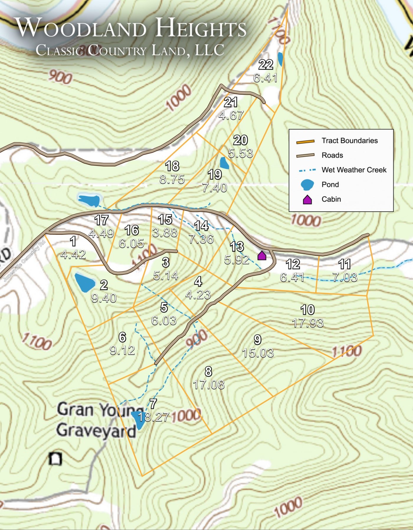 Woodland Heights topographic plat map