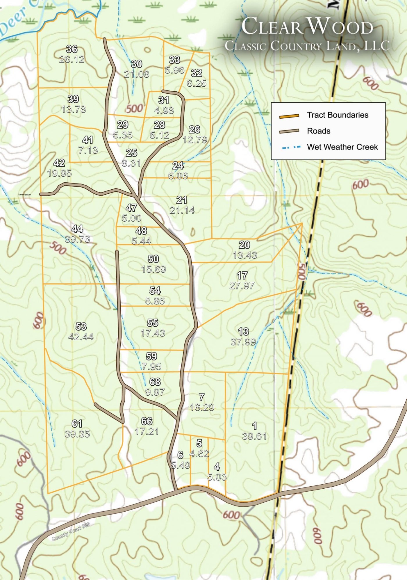 Clear Wood topographic plat map