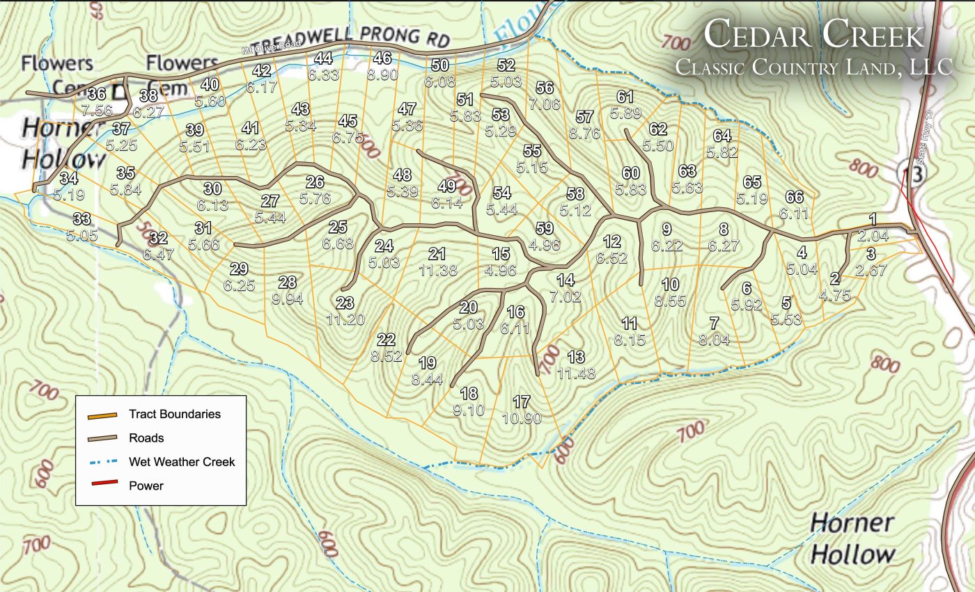 Cedar Creek topographic plat map