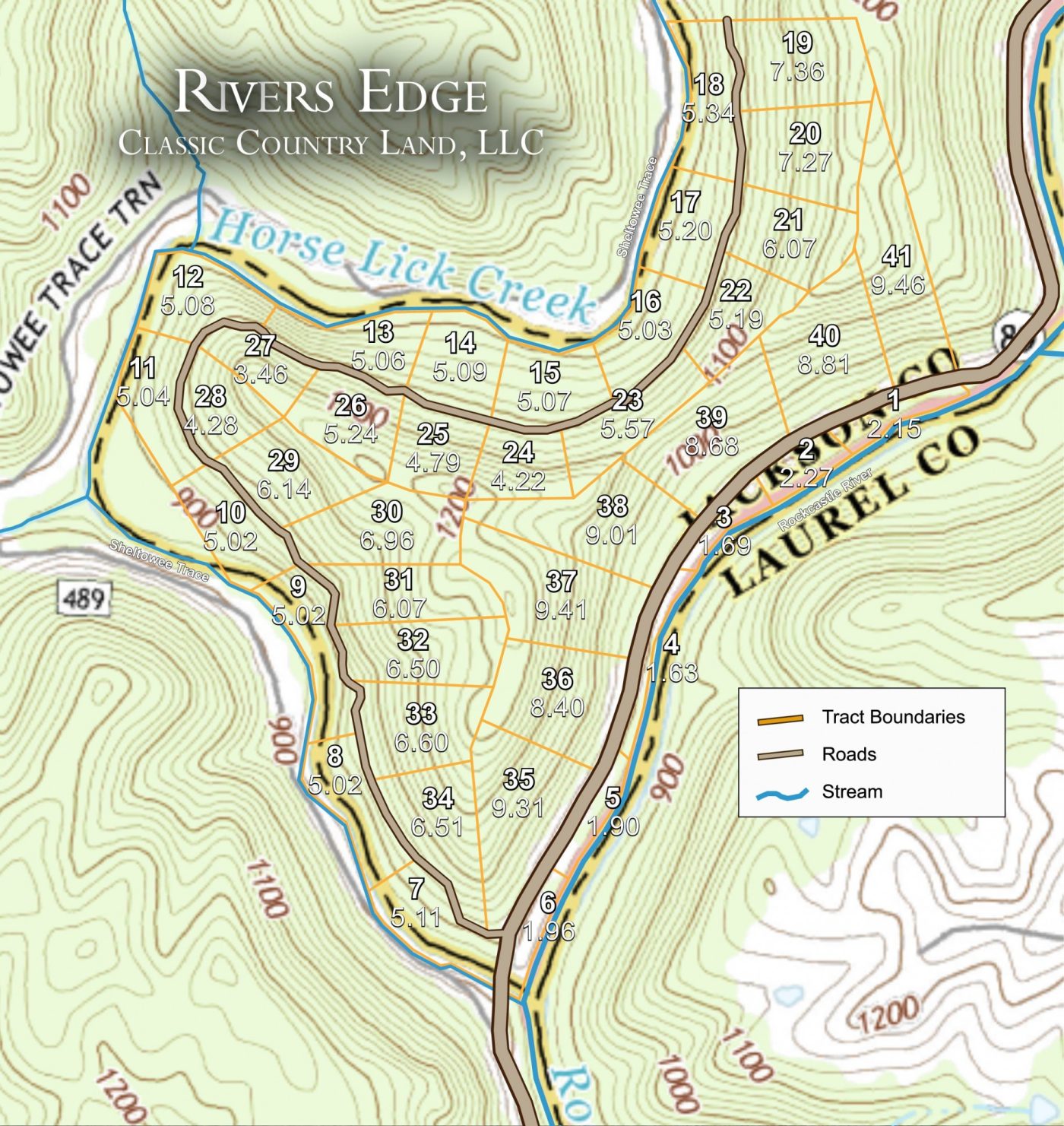 River’s Edge topographic plat map