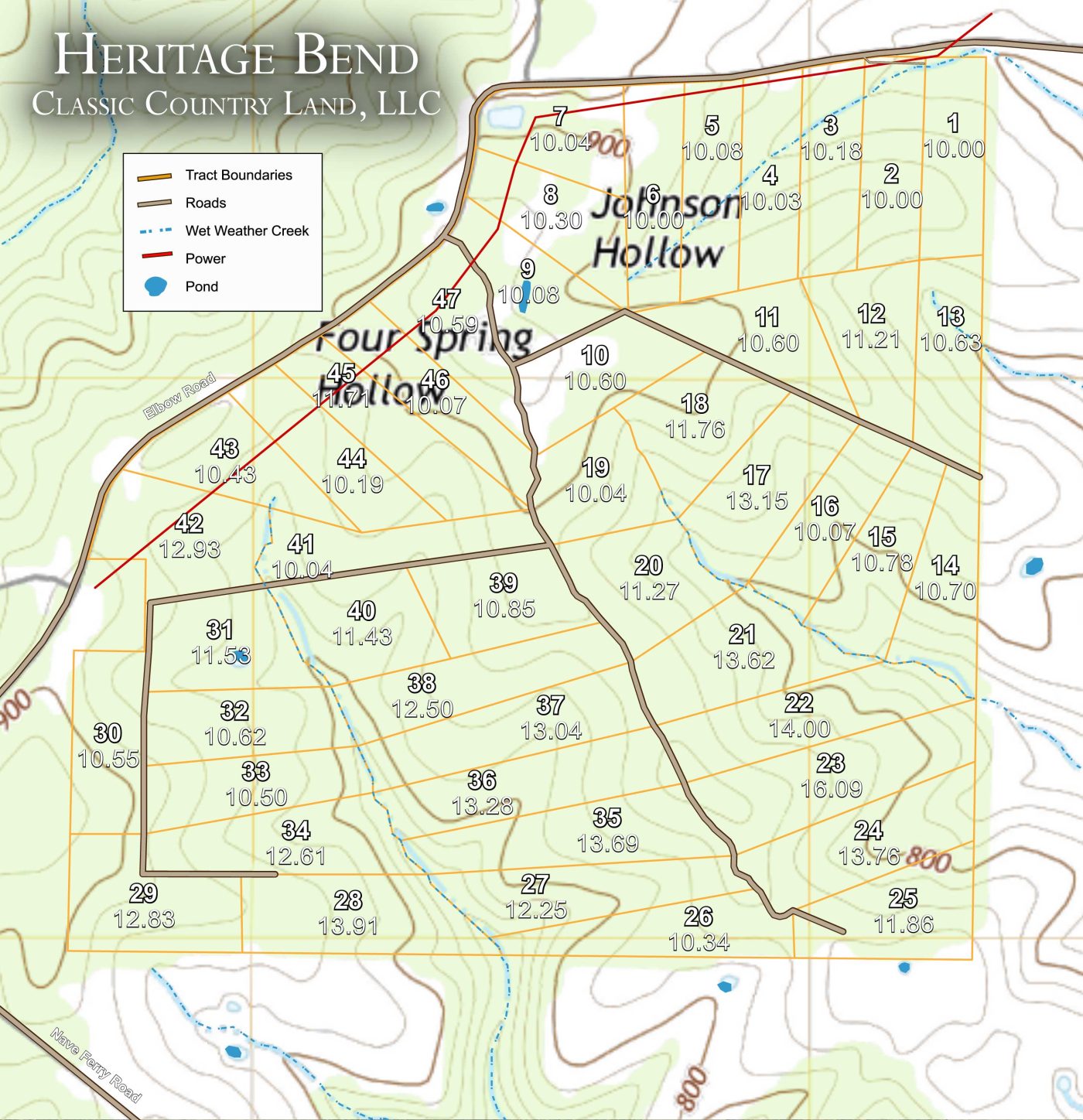 Heritage Bend topographic plat map