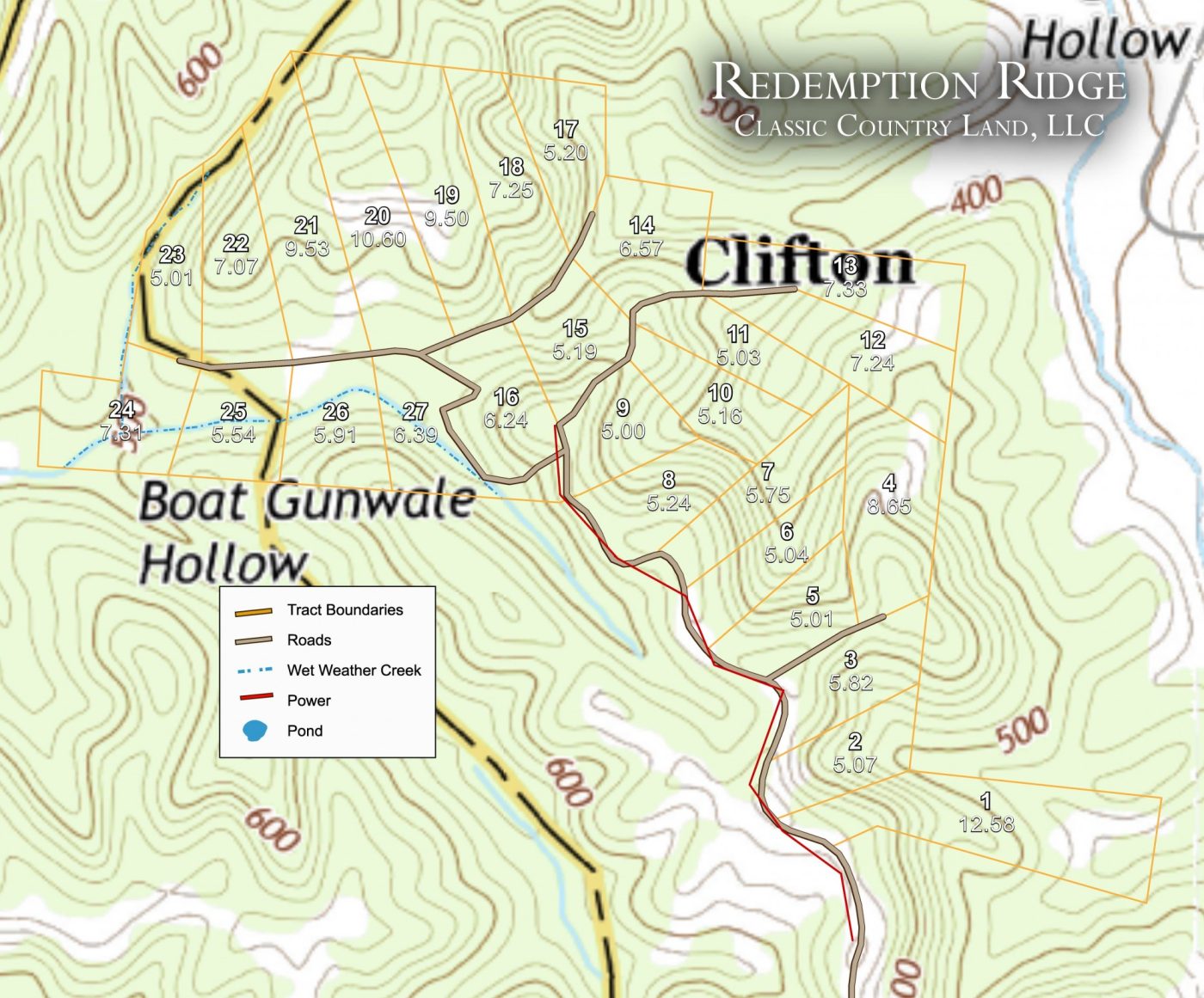 Redemption Ridge topographic plat map