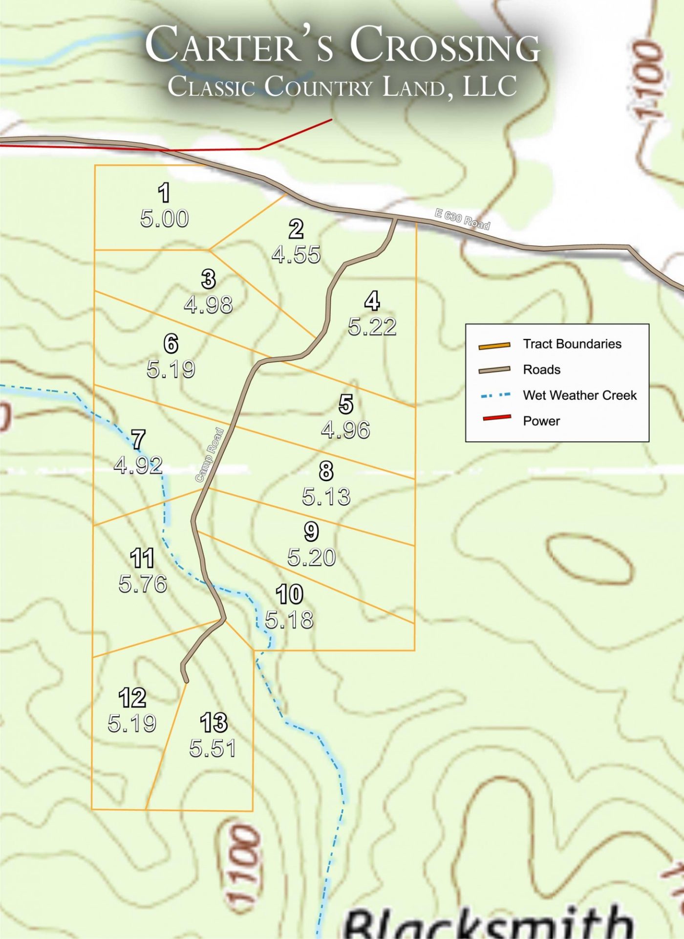Carter’s Crossing topographic plat map