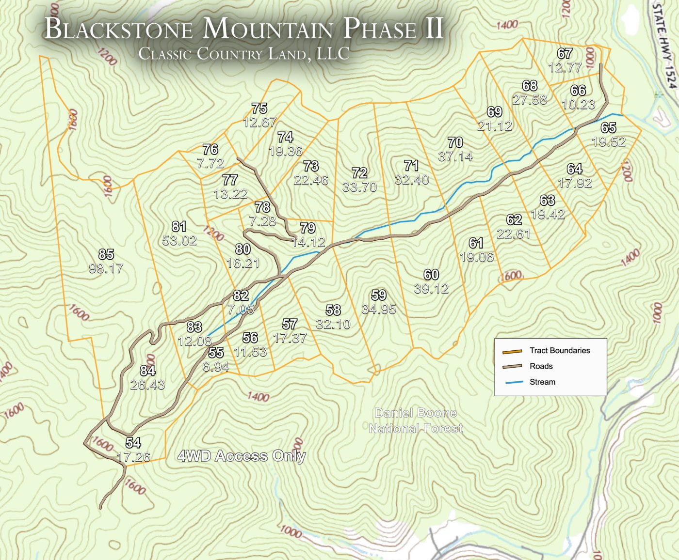 Blackstone Mountain Phase II topographic plat map