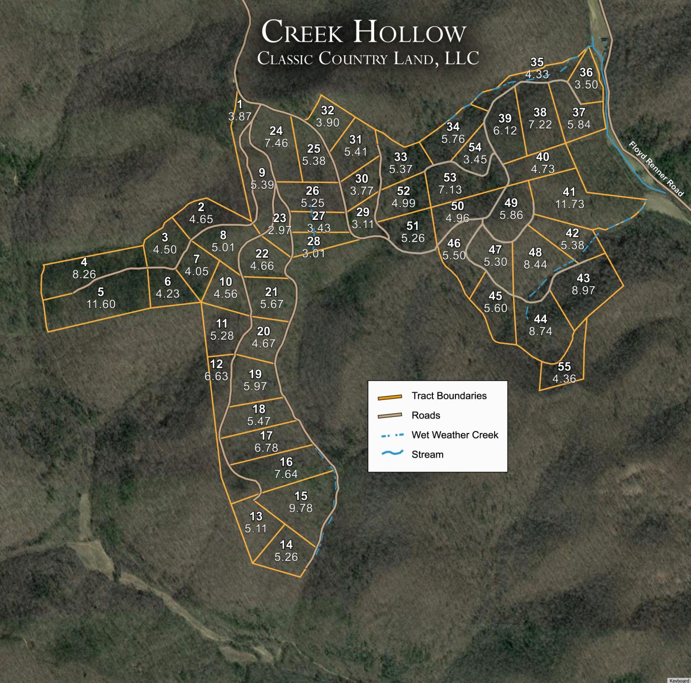 Creek Hollow Phase I satellite plat map