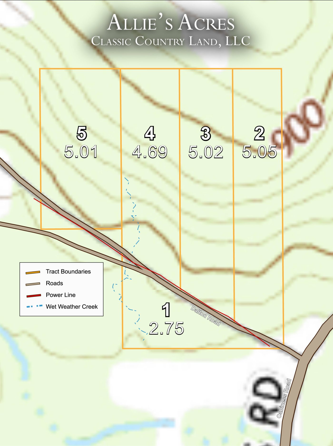 Allie’s Acres topographic plat map