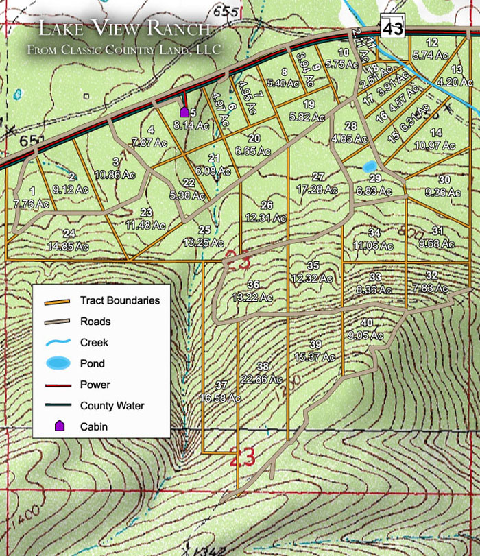 Lake View Ranch topographic plat map