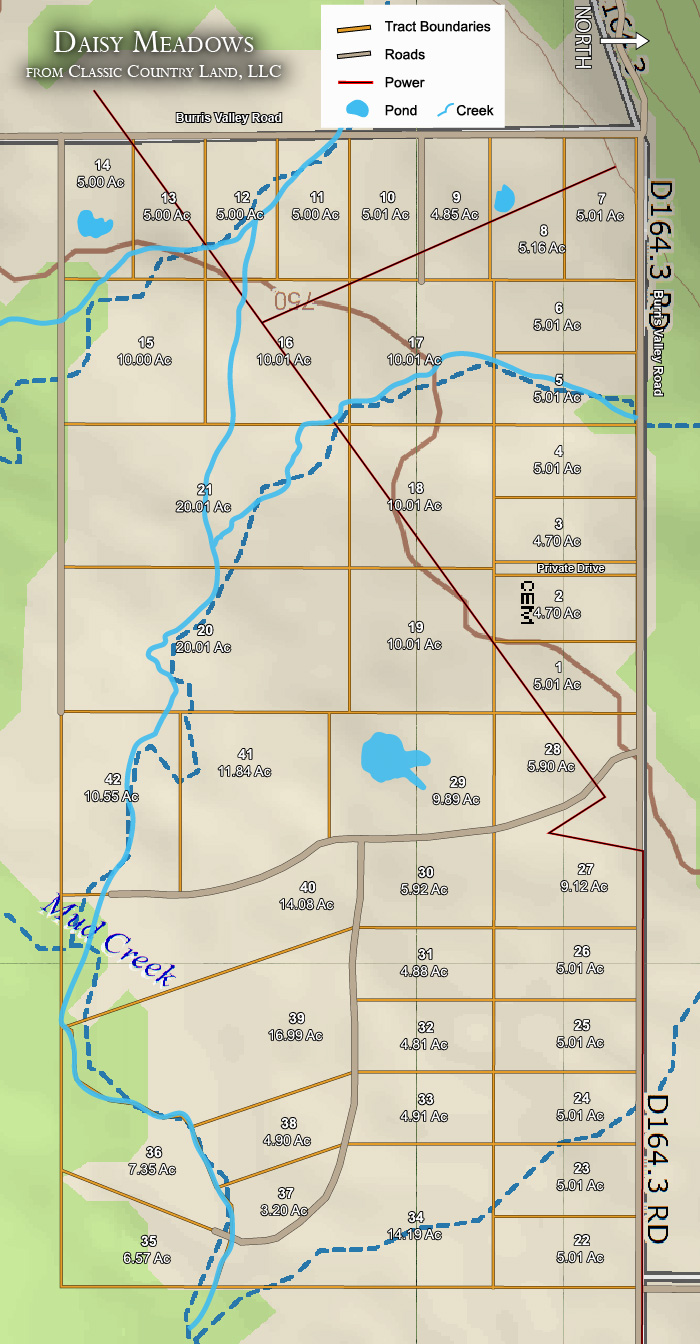 Daisy Meadows satellite plat map