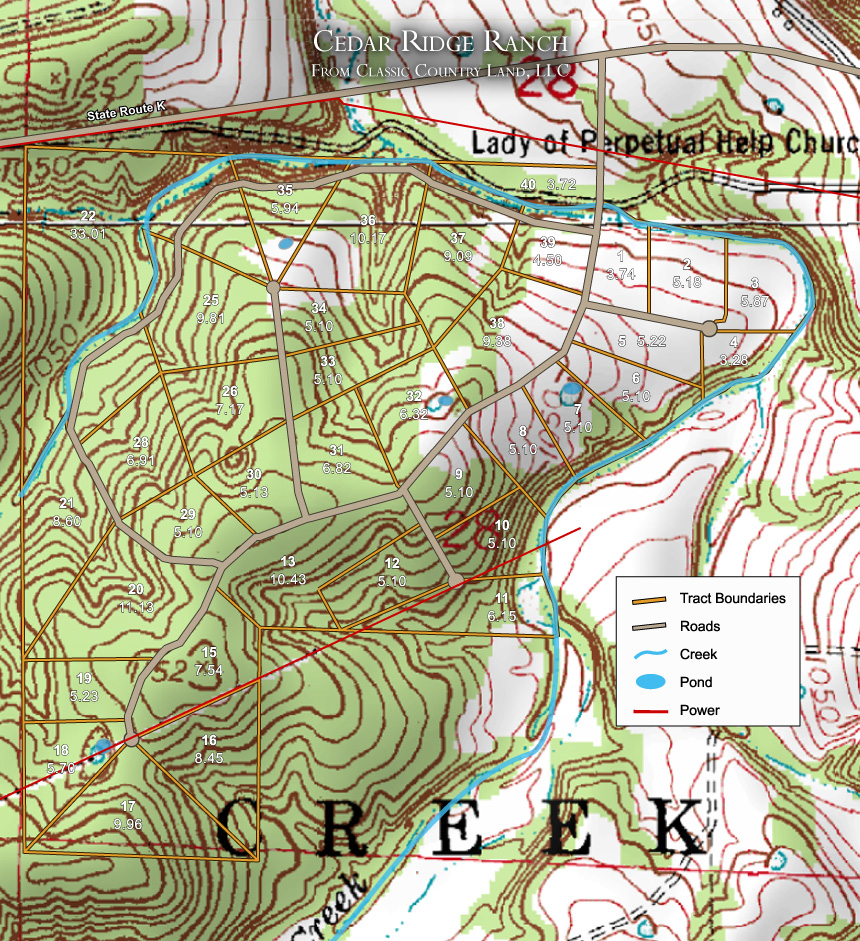 Cedar Ridge Ranch topographic plat map