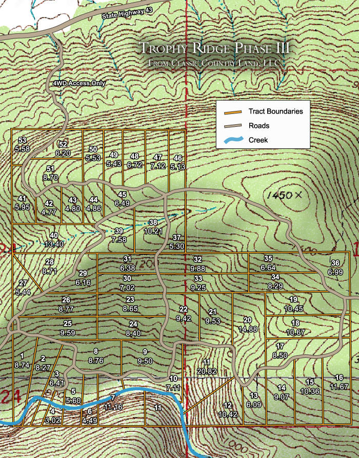 Trophy Ridge Phase III topographic plat map