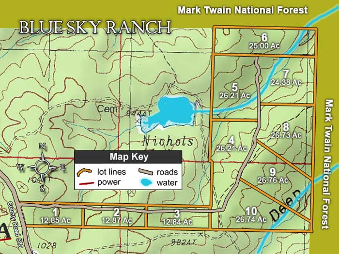 Blue Sky Ranch topographic plat map