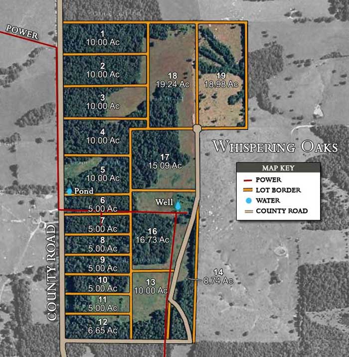 Whispering Oaks satellite plat map