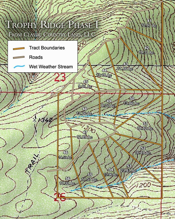 Trophy Ridge Phase I topographic plat map