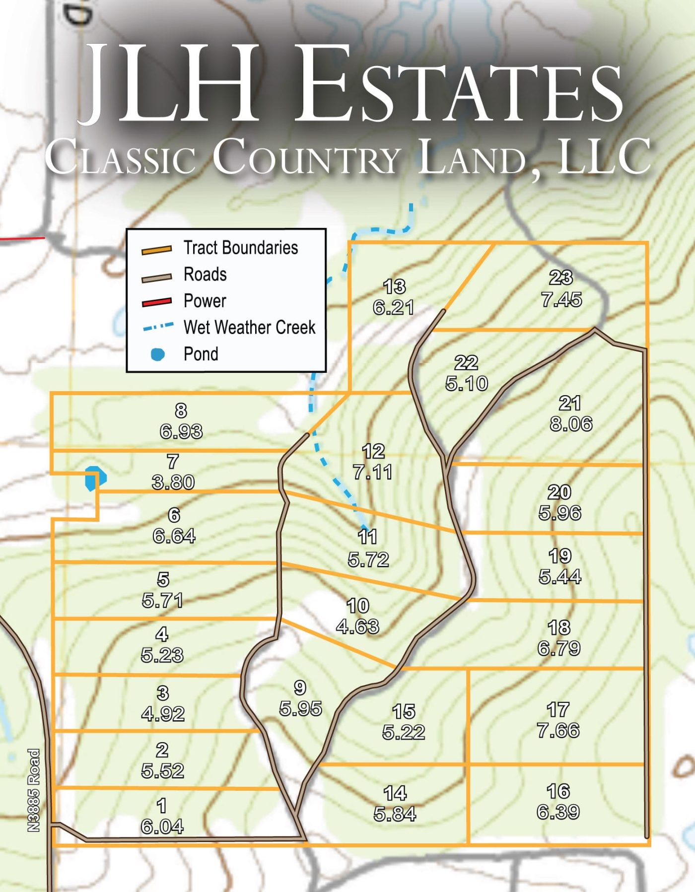 JLH Estates topographic plat map