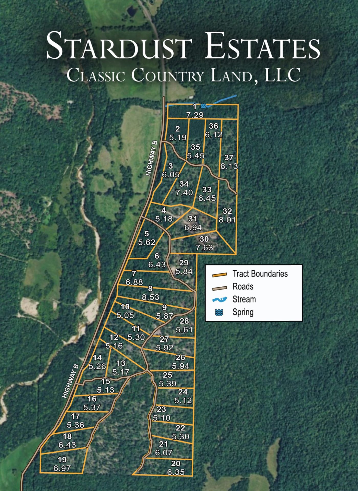 Stardust Estates satellite plat map
