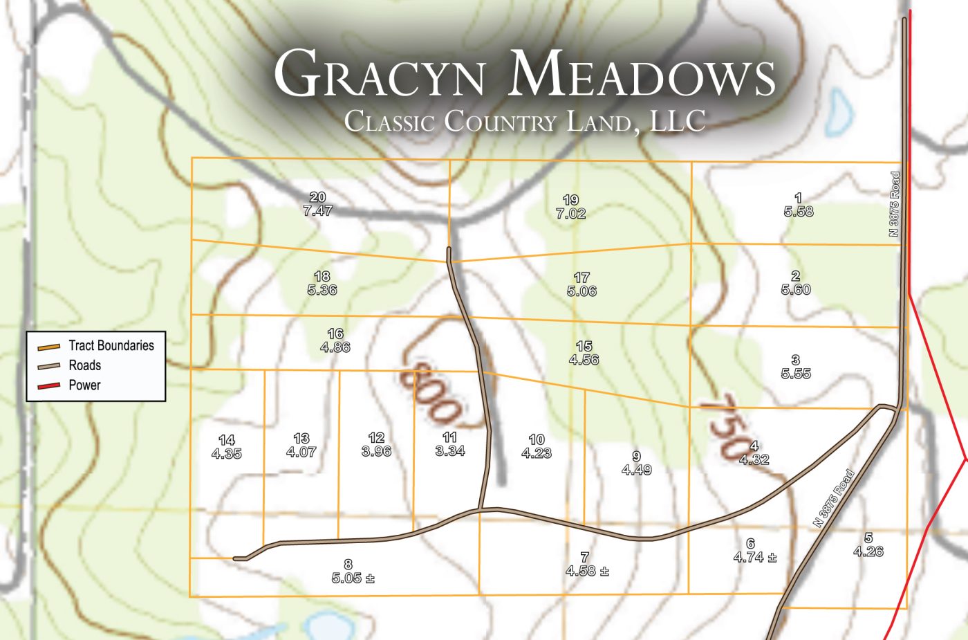 Gracyn Meadows topographic plat map